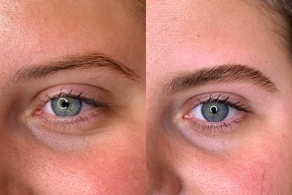 thin eyebrow before and after